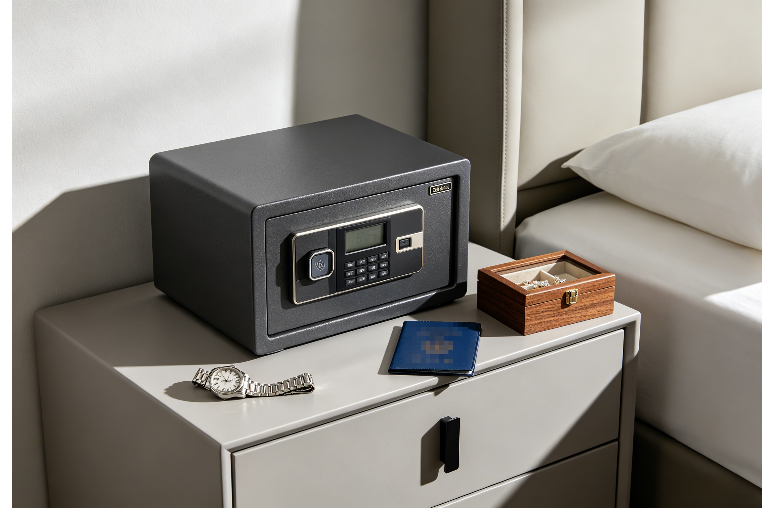 Fingerprint safe for home use storing jewelry, passports, and everyday valuables