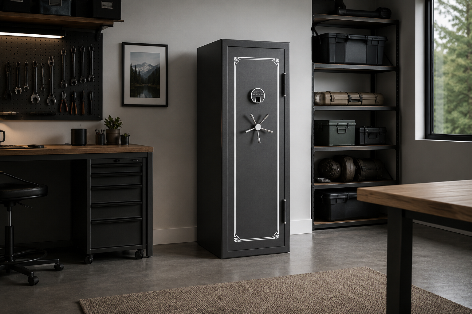 Fireproof gun safe in workplace