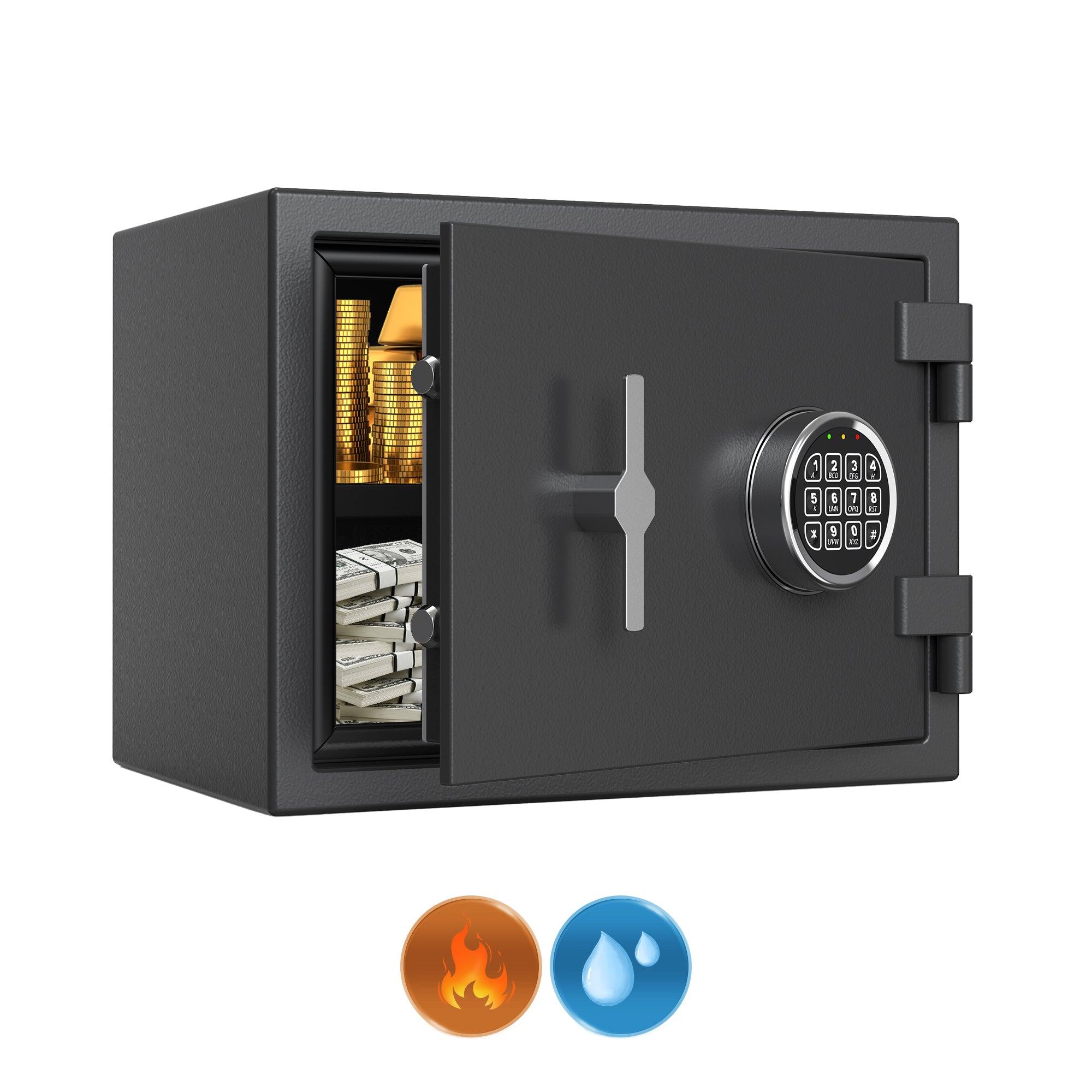1.3 Cu Ft Fireproof Home Safe with Keypad Lock Alarm Heavy Steel