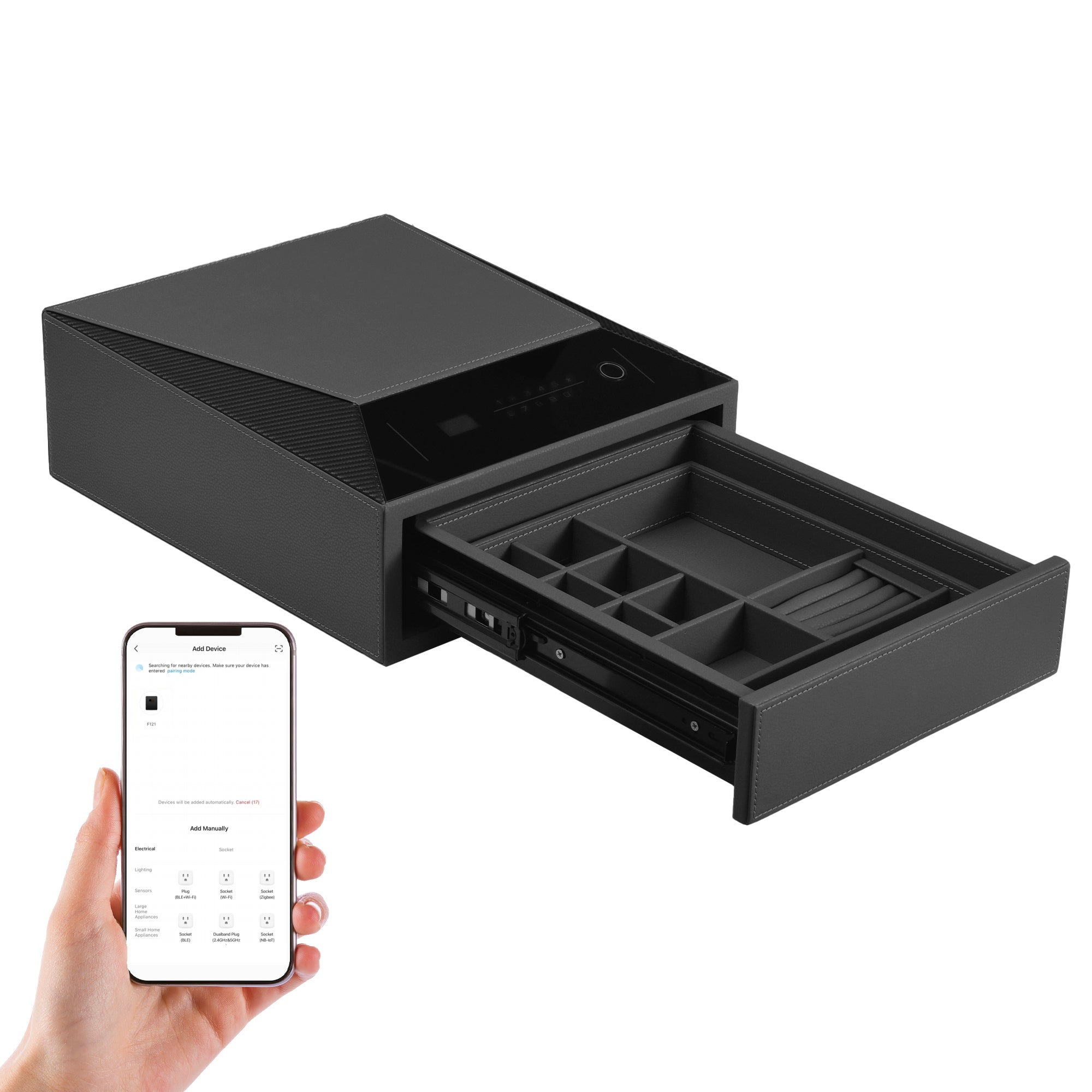 Smart Jewelry Safe Box with Fingerprint, Bluetooth & Auto Open