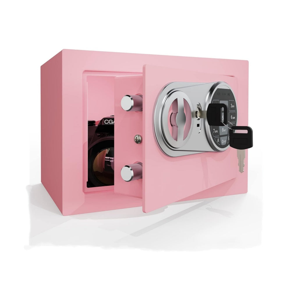 0.23 Cu Ft Small Digital Safe Box with Keypad & Keys, Compact Home Lock Box