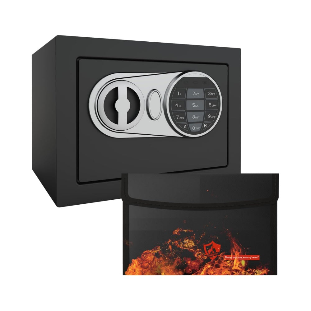 0.23 Cu Ft Small Digital Safe Box with Keypad & Keys, Compact Home Lock Box