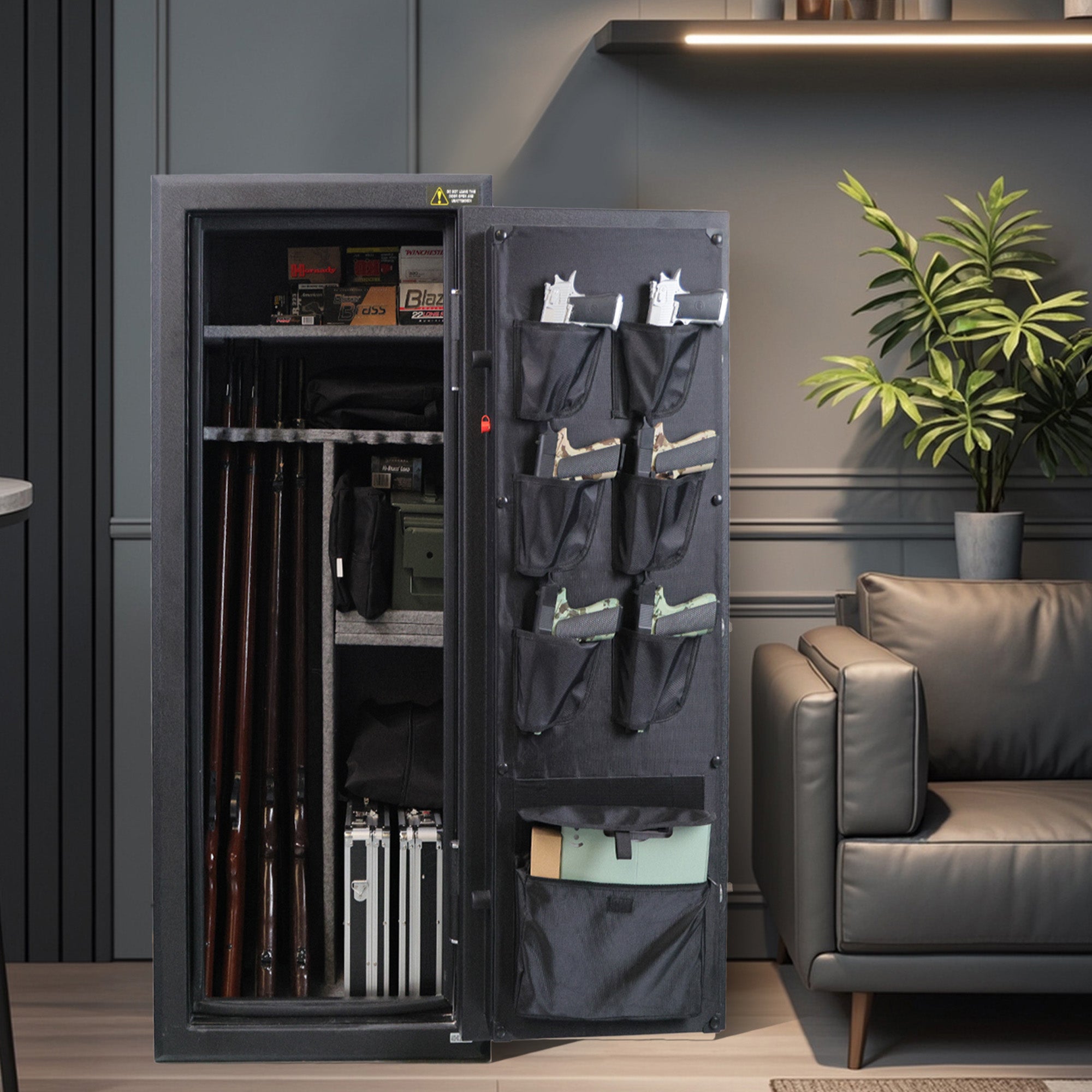 24 Gun Fireproof Safe with Biometric Fingerprint No-Assembly-Required