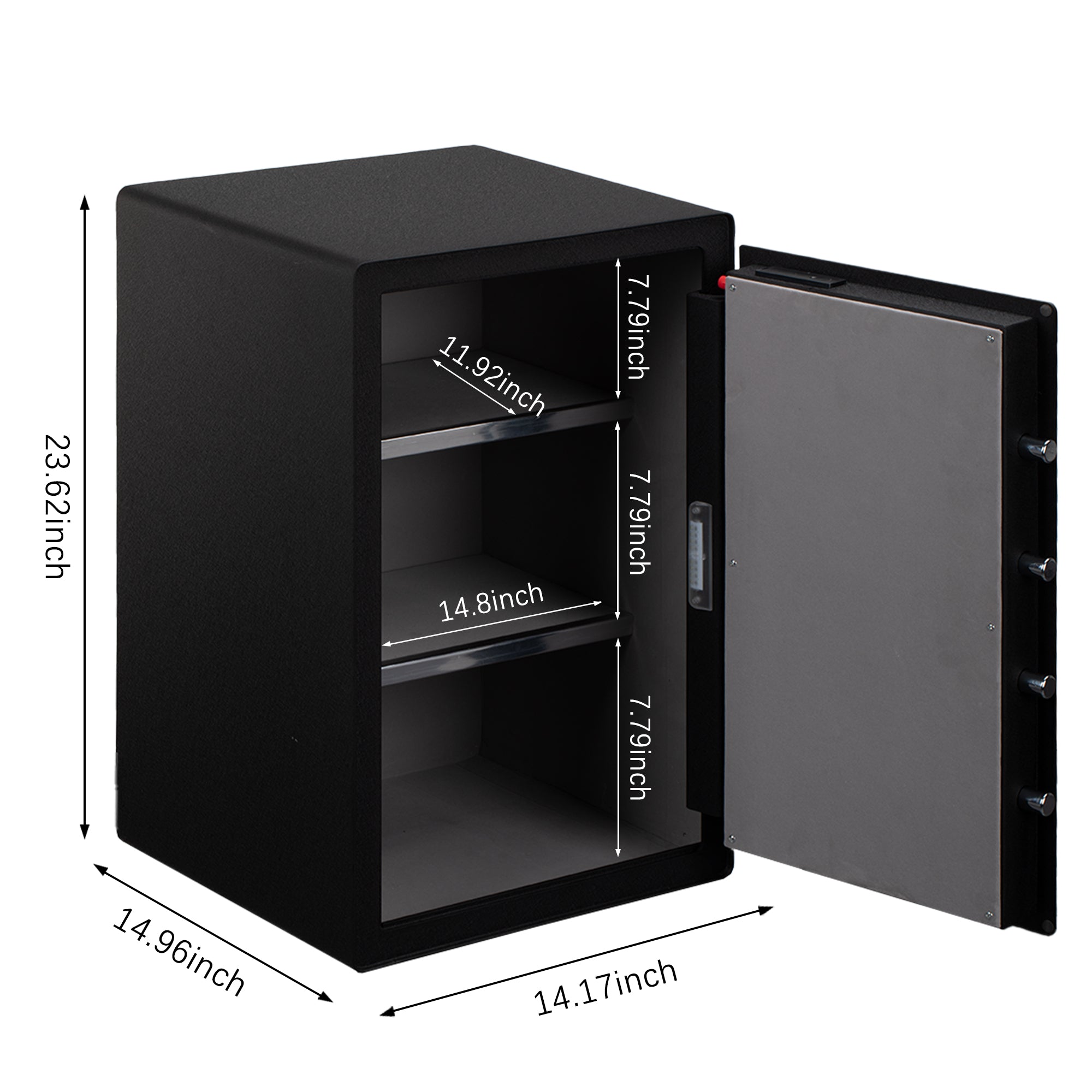 Fingerprint Safe Box with Alarm, LED Light & Removable Shelves
