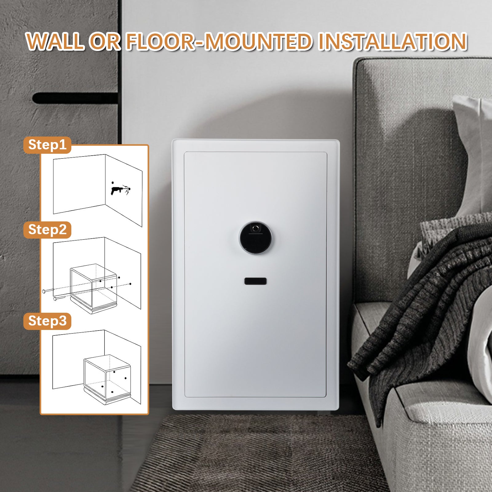 4.7 Cu Ft Fingerprint Home Safe with Fireproof Bag, Drawer & Shelves