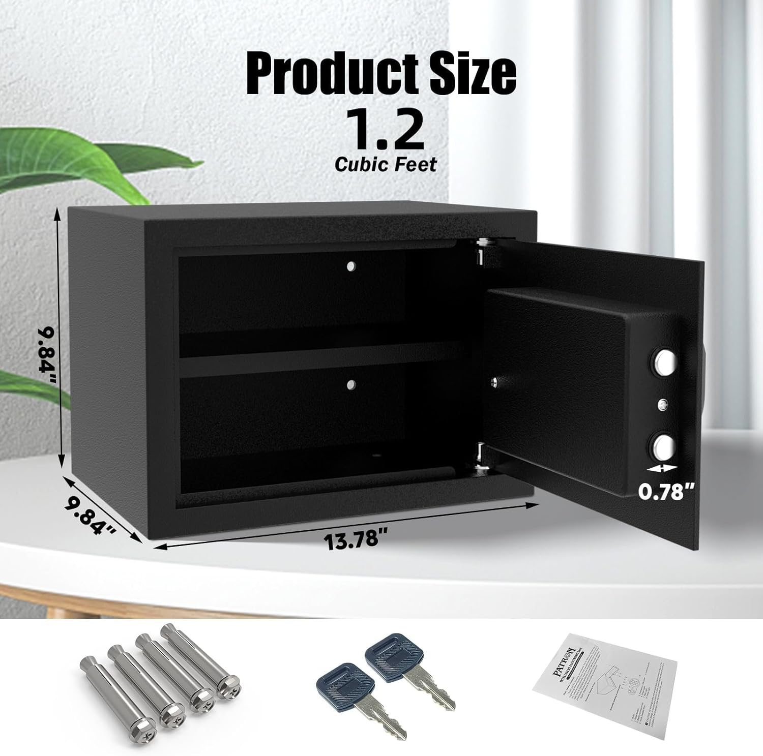 1.2 Cu Ft Home Safe with Digital Keypad & Alarm, Steel Cabinet