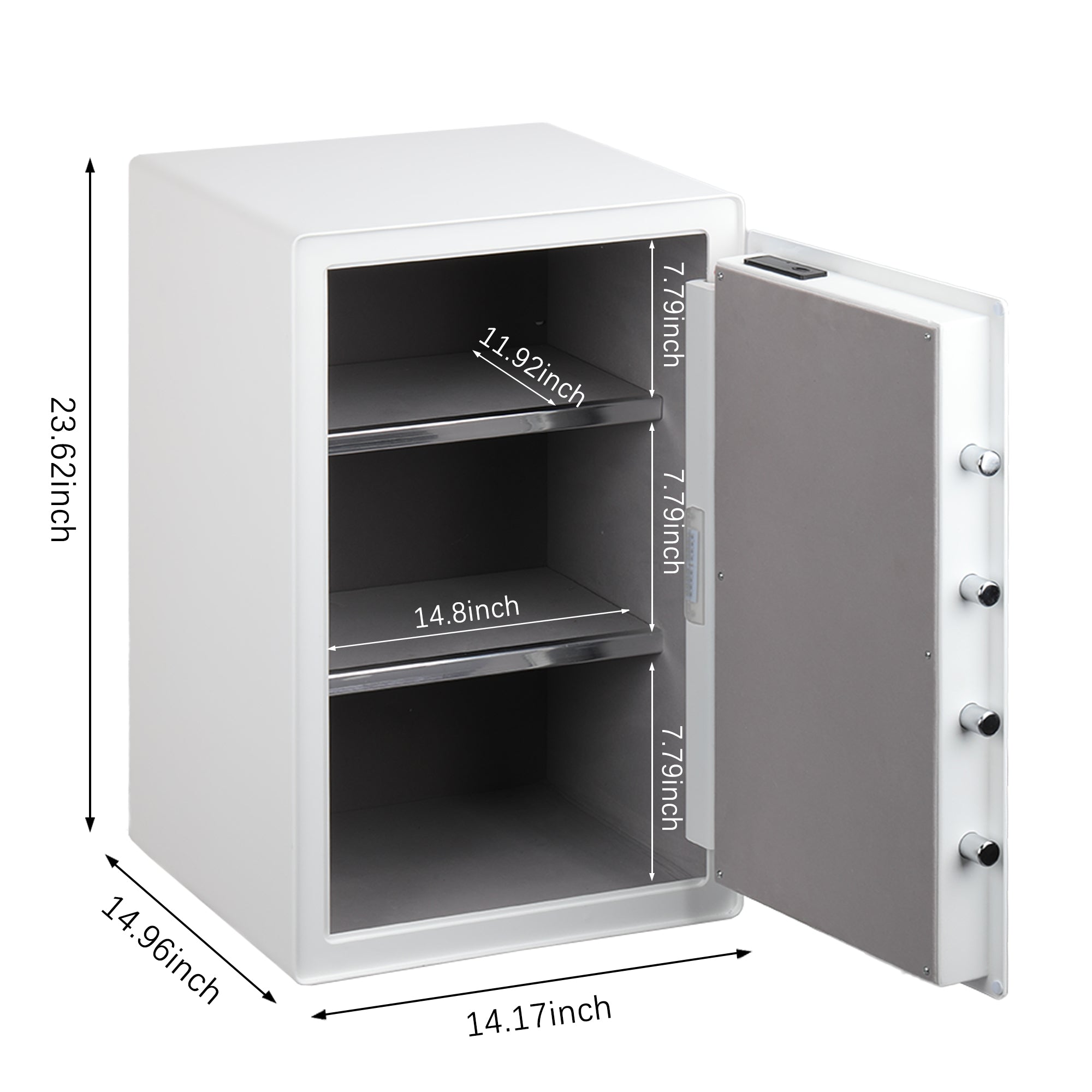 Fingerprint Safe Box with Alarm, LED Light & Removable Shelves