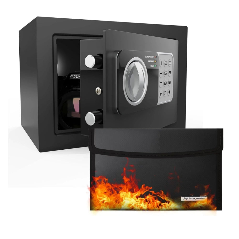 0.24 cu ft Small Electronic Safe Box with Key, Wall or Cabinet Mount