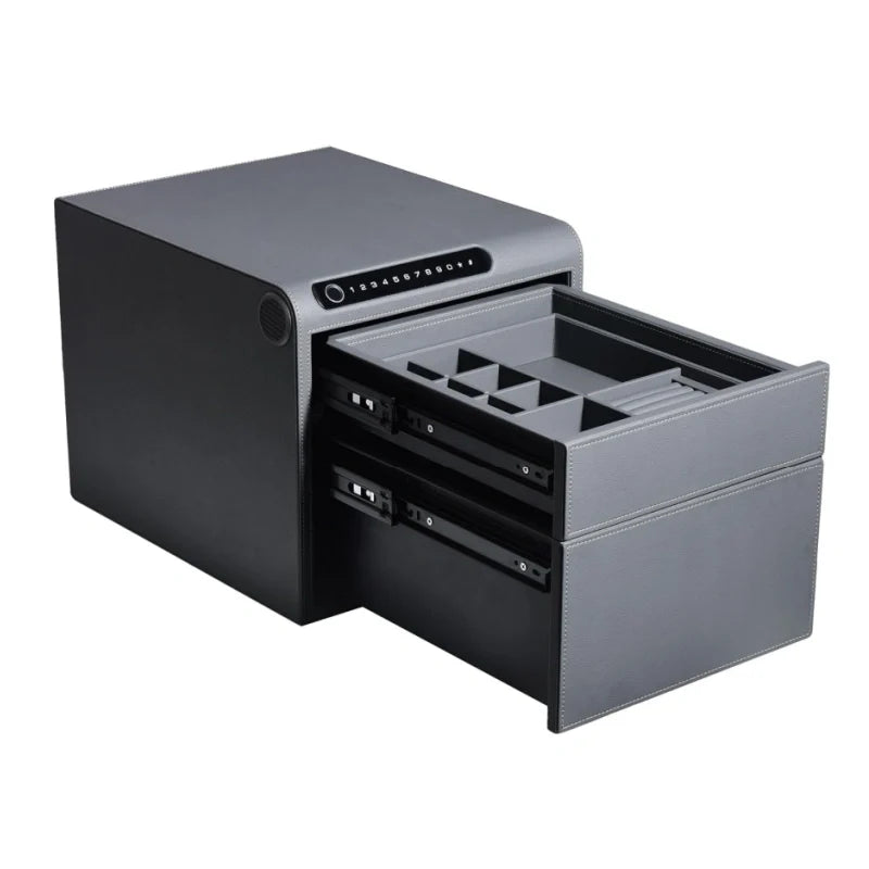 2 Drawers Smart Jewelry Safe Box with Bluetooth, Fingerprint Lock & Auto Open