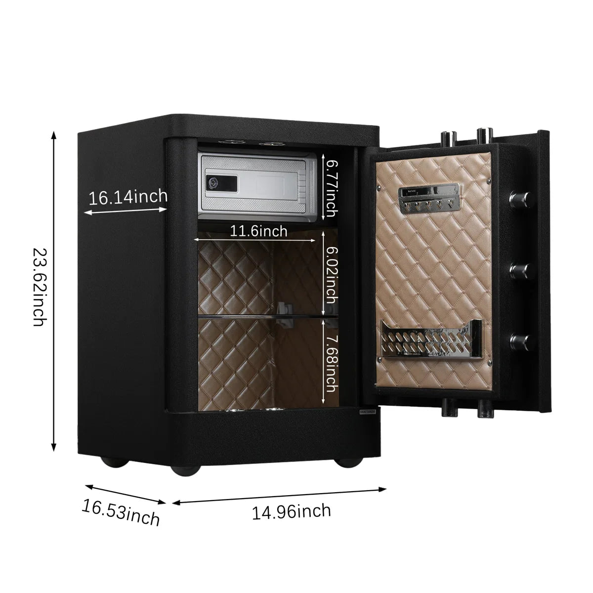 Security Safe with Wheels, Inner Key Box & Fireproof Document Bag