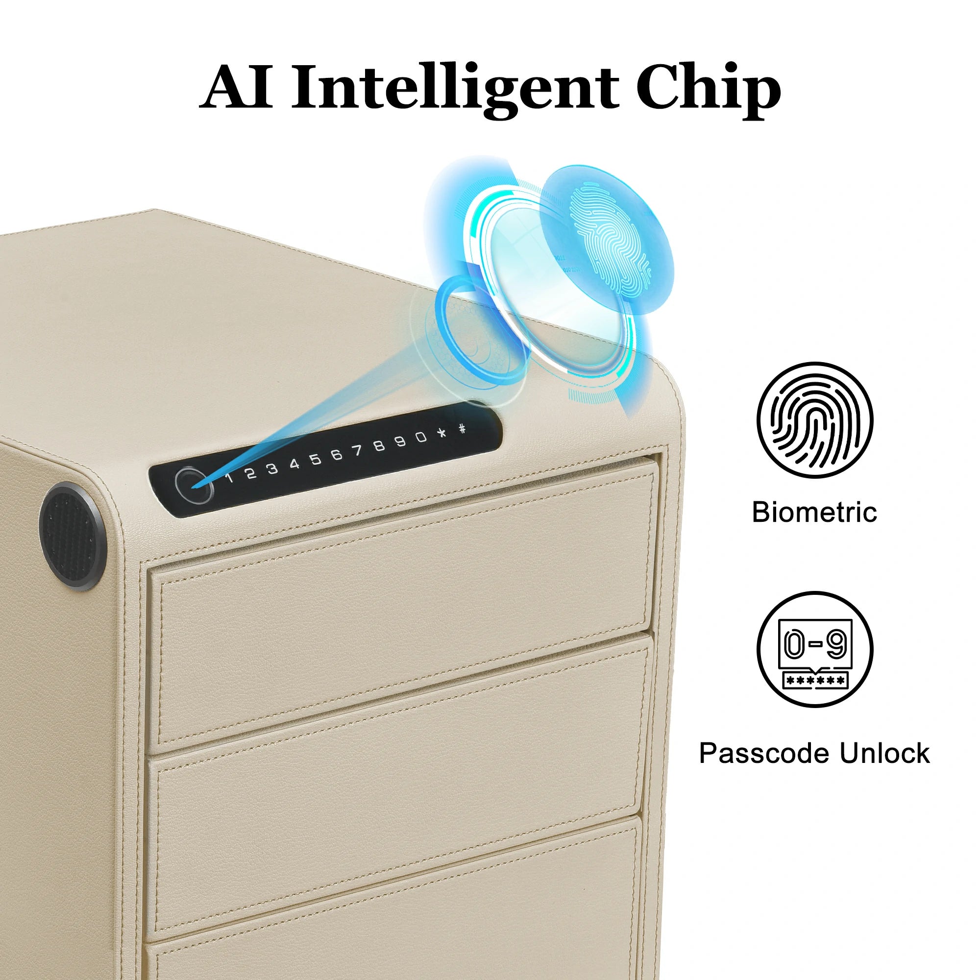 3 Drawers Smart Jewelry Safe Box with Bluetooth, Fingerprint Lock & Auto Open