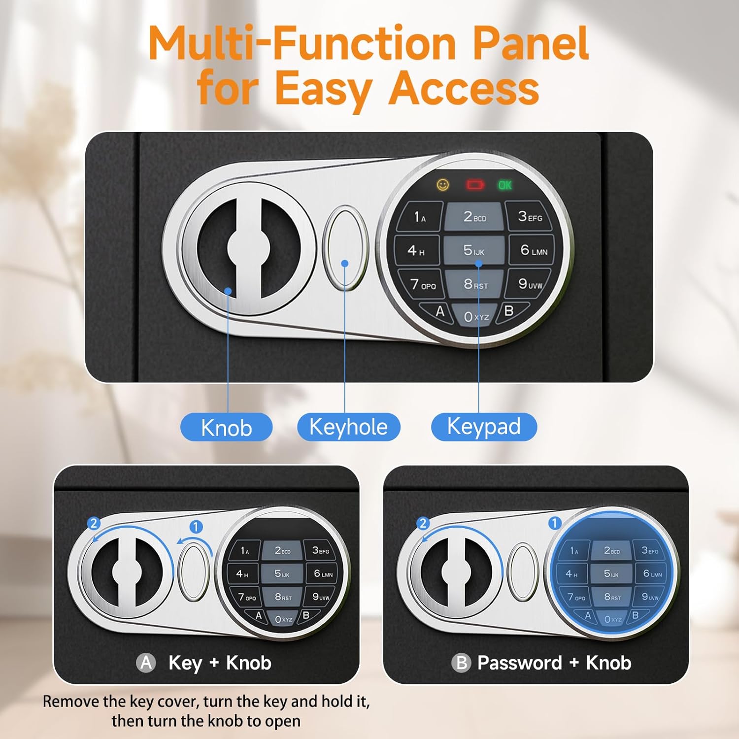 0.23 Cu Ft Small Digital Safe Box with Keypad & Keys, Compact Home Lock Box