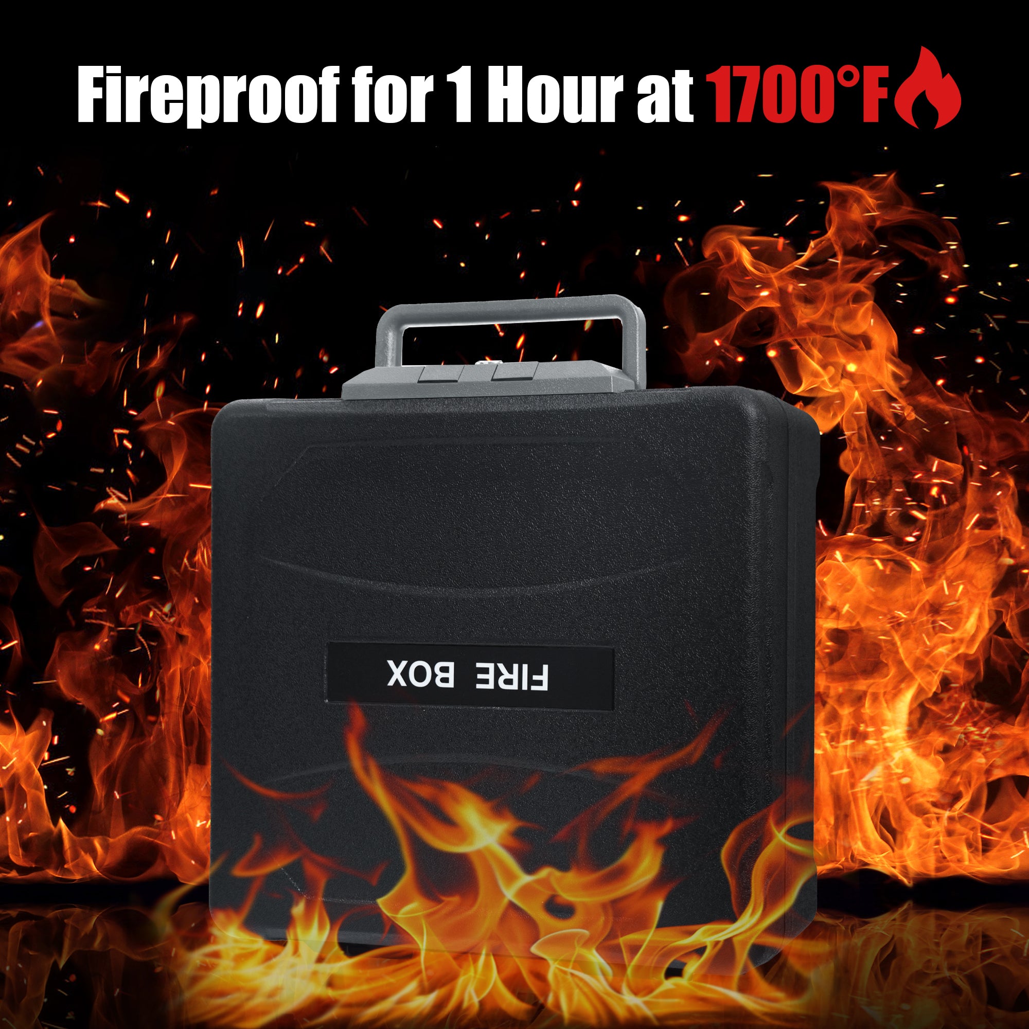 0.94 Cu Ft Fireproof Waterproof Chest Document Safe with Key Lock Strap LED