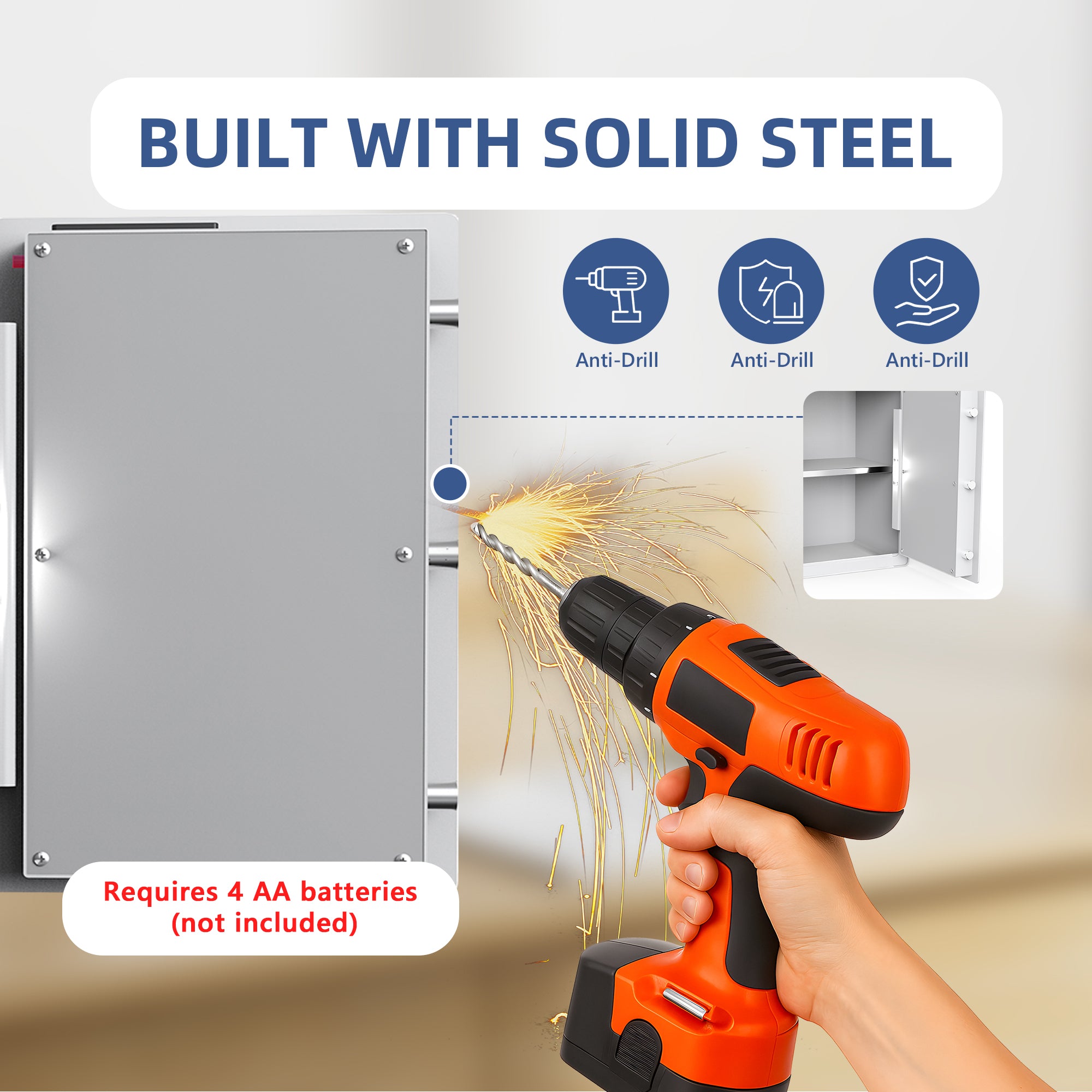 VALINIRT 19.7-Inch Tall Biometric Home Safe with Fingerprint & Digital Keypad, Anti-Pry Design and Alarm