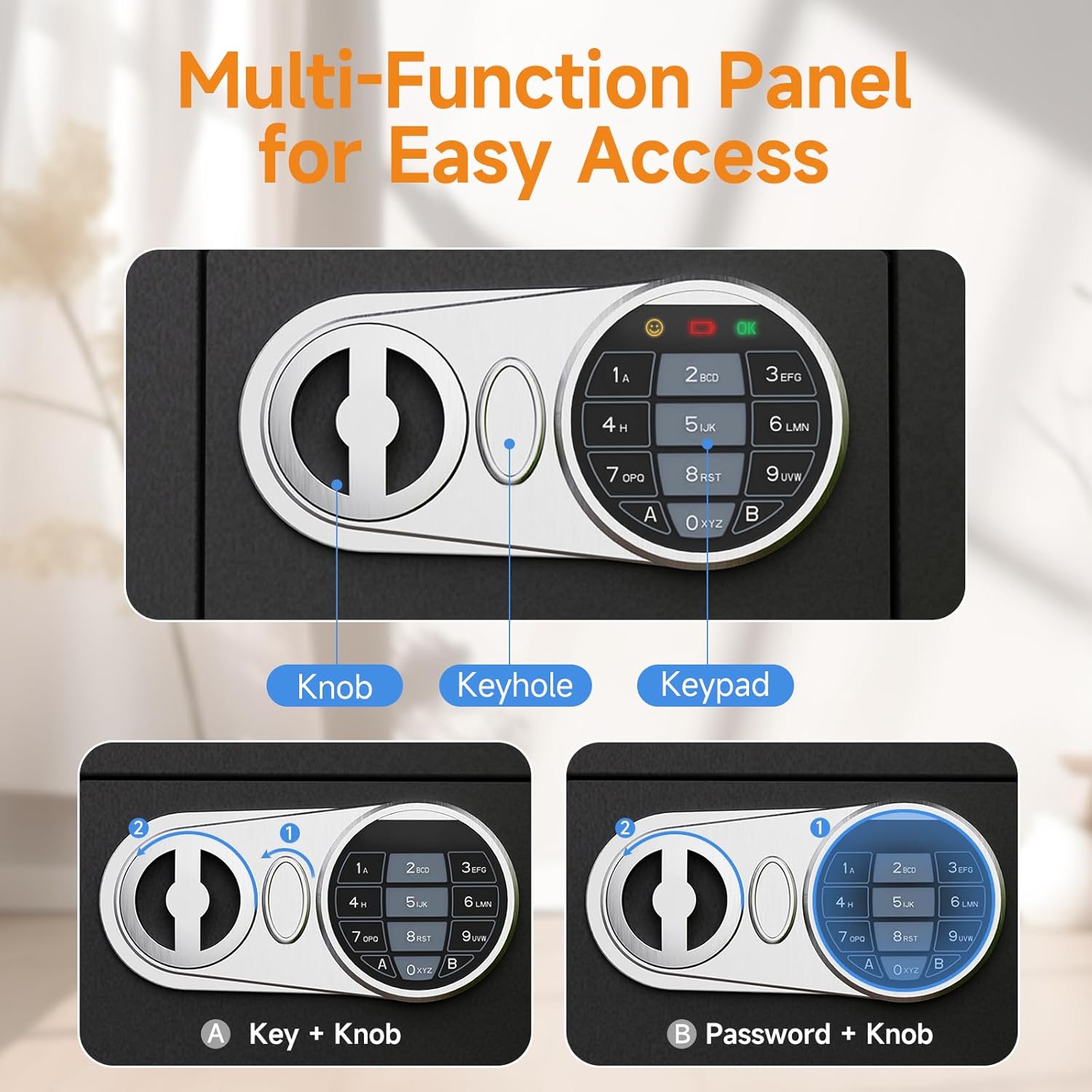 0.23 Cu Ft Small Digital Safe Box with Keypad & Keys, Compact Home Lock Box