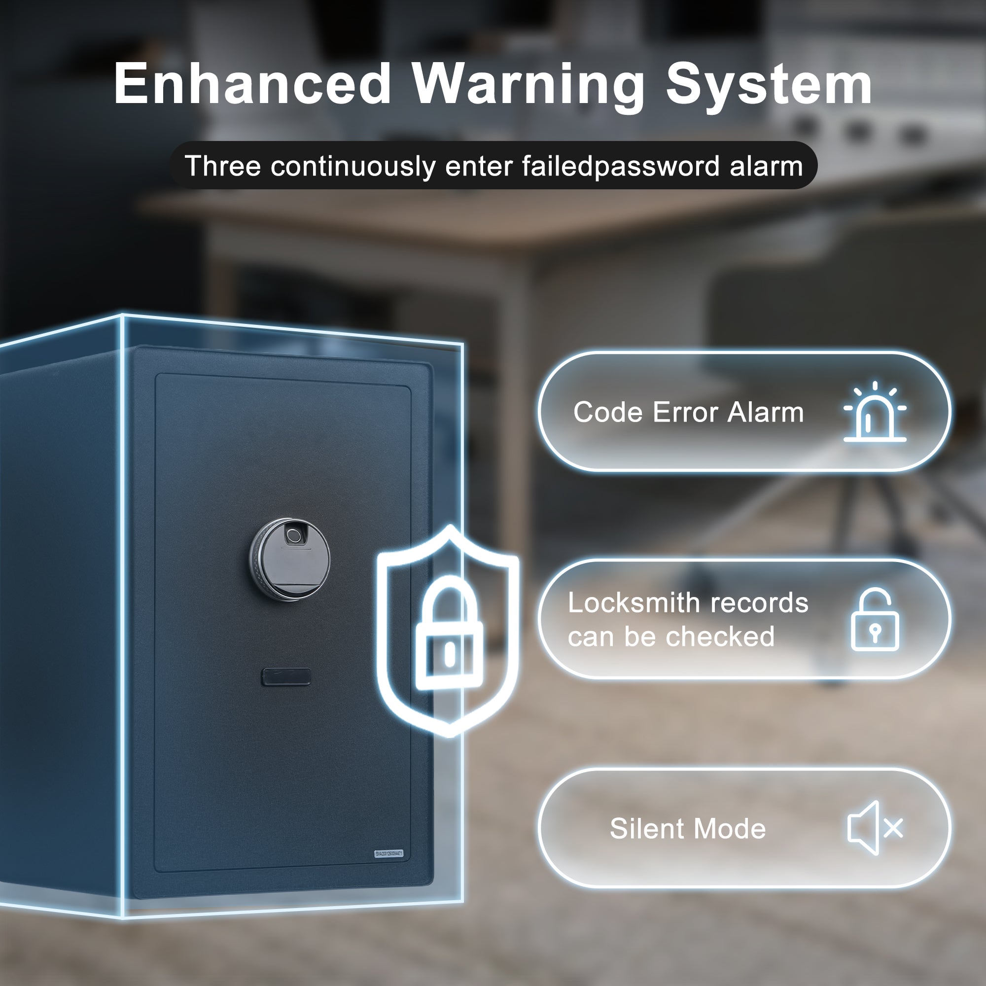 Fingerprint Safe Box with Alarm, LED Light & Removable Shelves