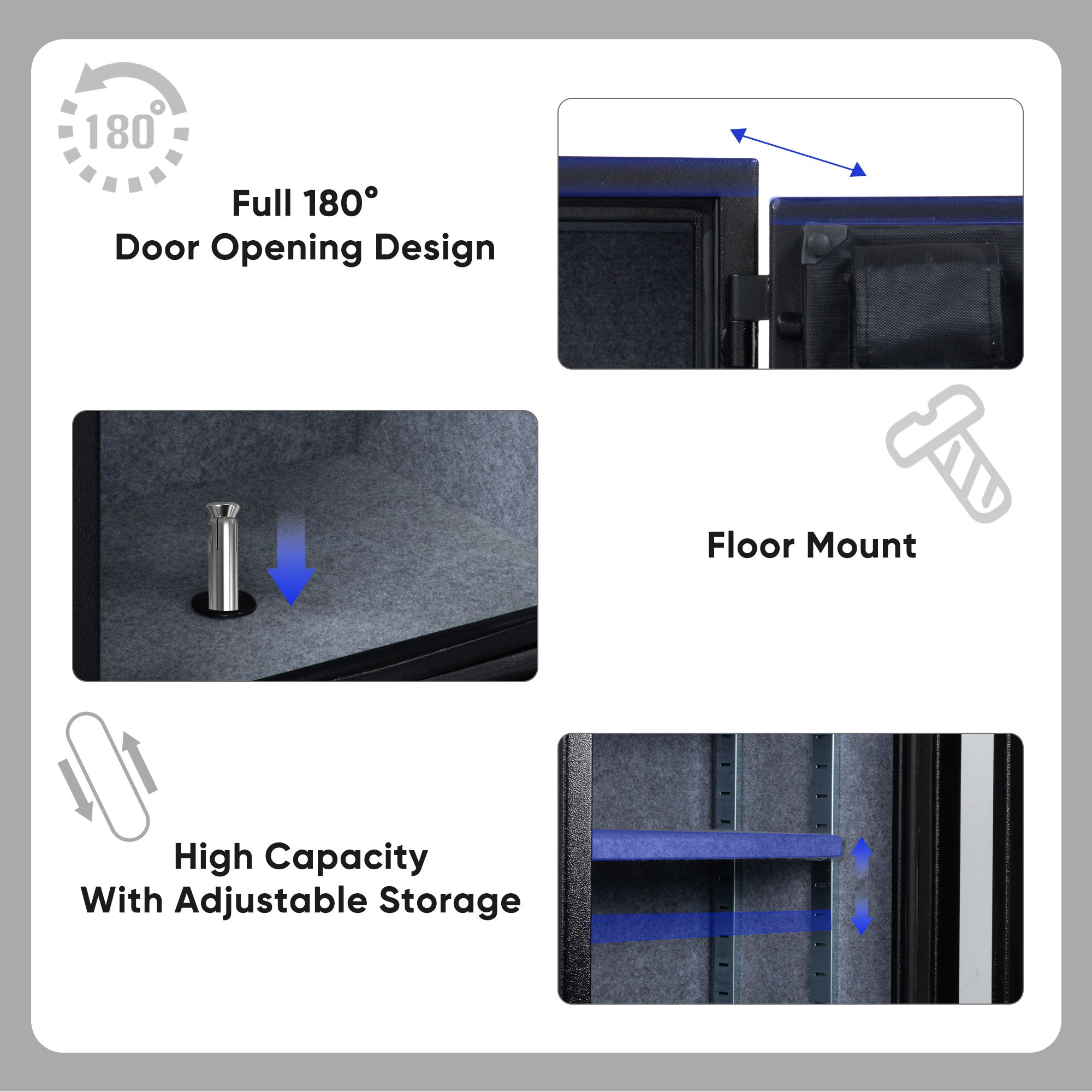Fireproof Safe with Fingerprint & Programmable Keypad (Black-with Gun Bag)