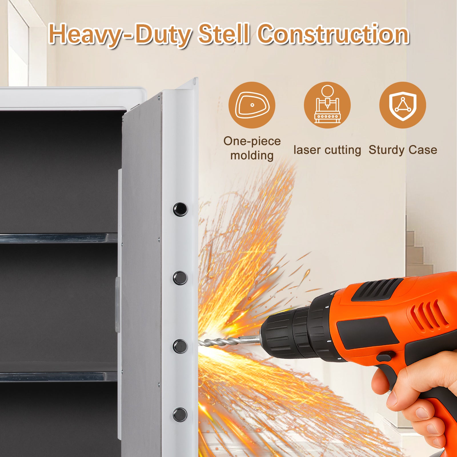 4.7 Cu Ft Fingerprint Home Safe with Fireproof Bag, Drawer & Shelves