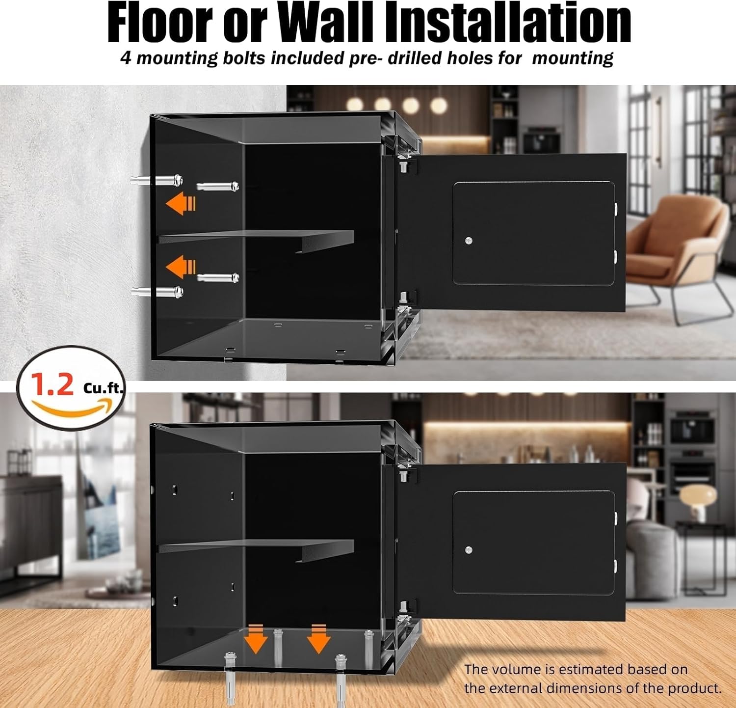 1.2 Cu Ft Home Safe with Keypad Lock Alarm Steel Cabinet with Shelf