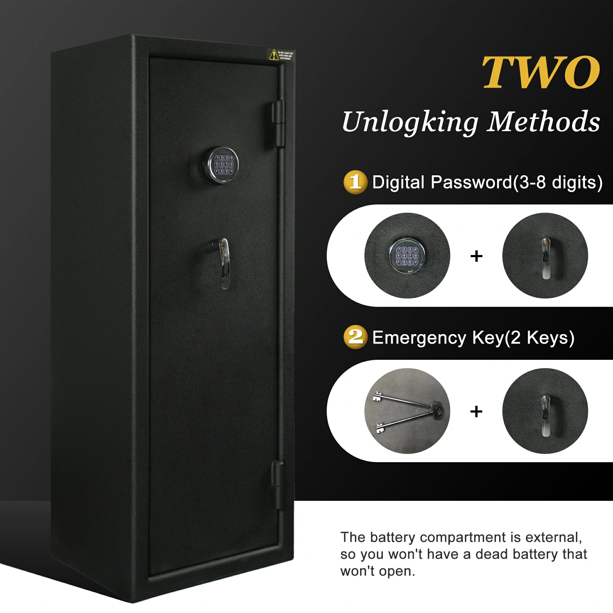 14 Gun Fireproof Safe Cabinet, Electronic Lock, No Assembly