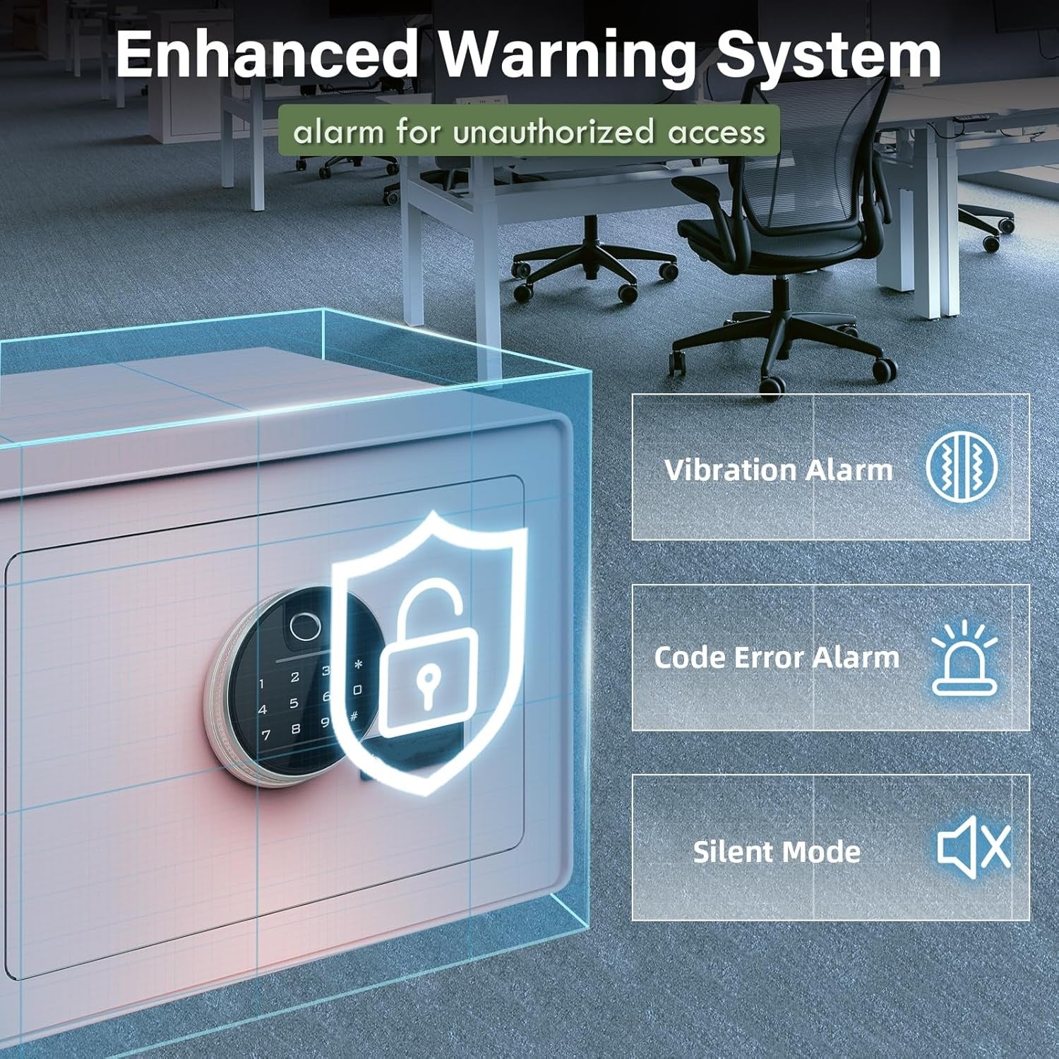 1.2 cu ft Fingerprint Safe Box with Keypad & Key, Removable Shelf