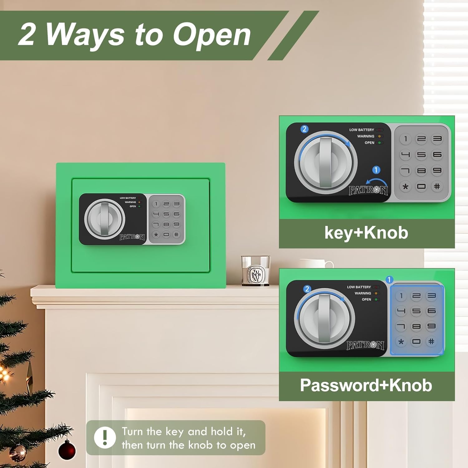 0.24 cu ft Small Electronic Safe Box with Key, Wall or Cabinet Mount