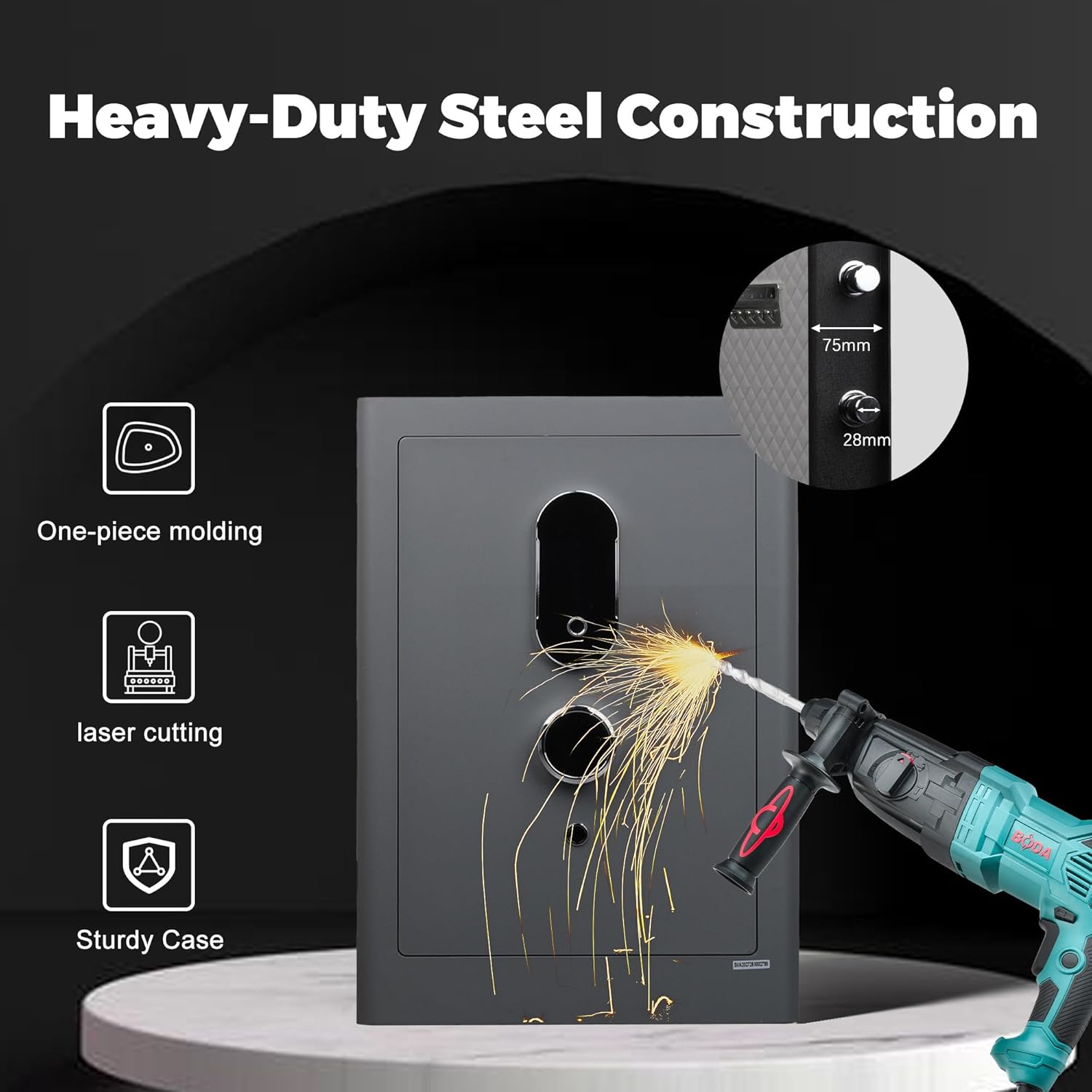 Large Fingerprint Safe Box with Fireproof Bag, Alarm