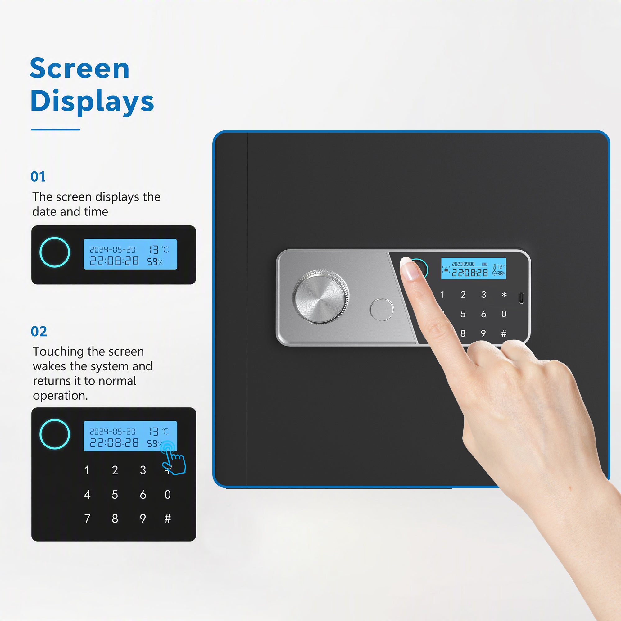 VALINIRT 19.7-Inch Tall Biometric Home Safe with Fingerprint & Digital Keypad, Anti-Pry Design and Alarm