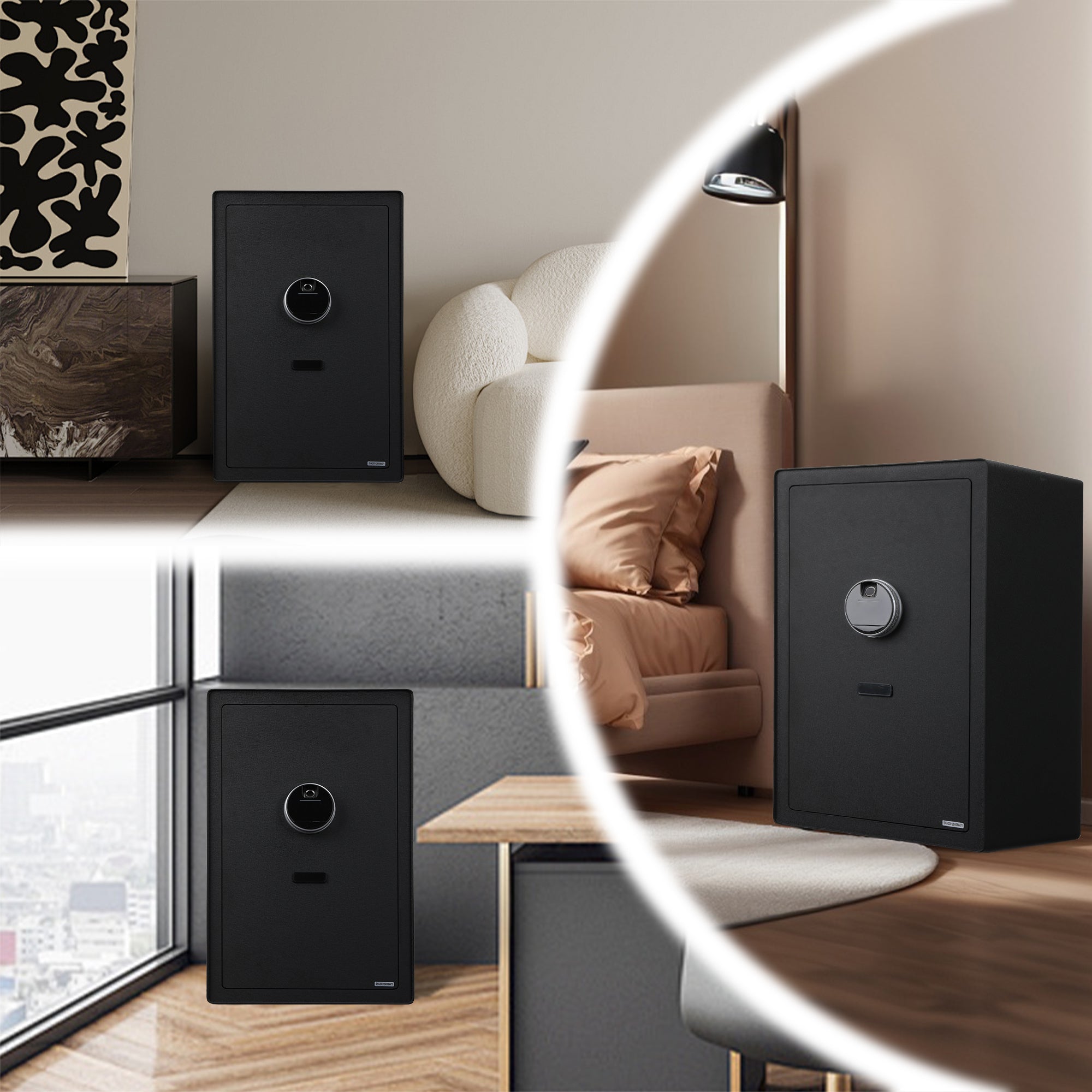 Fingerprint Safe Box with Alarm, LED Light & Removable Shelves