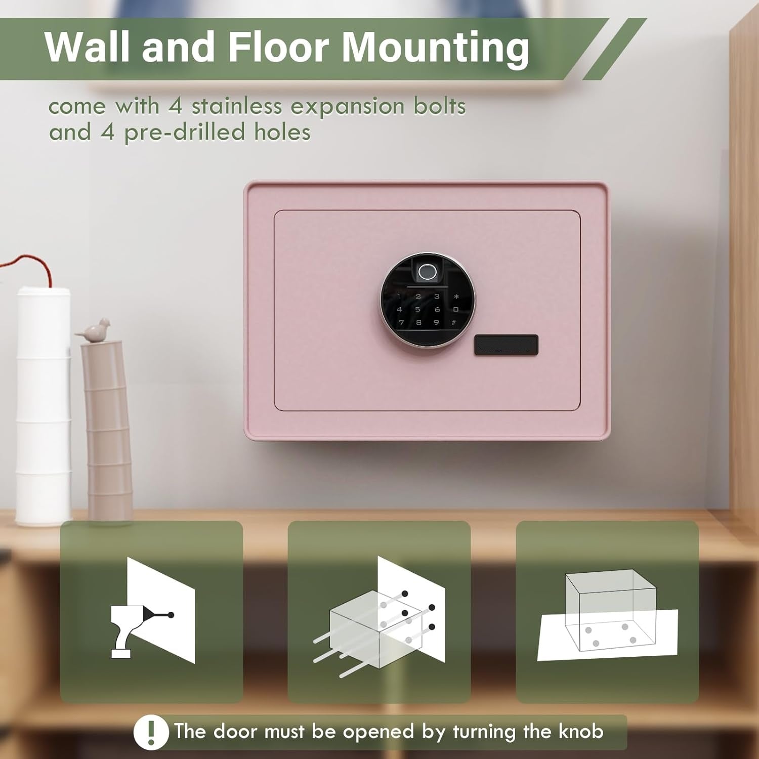 1.2 cu ft Fingerprint Safe Box with Keypad & Key, Removable Shelf
