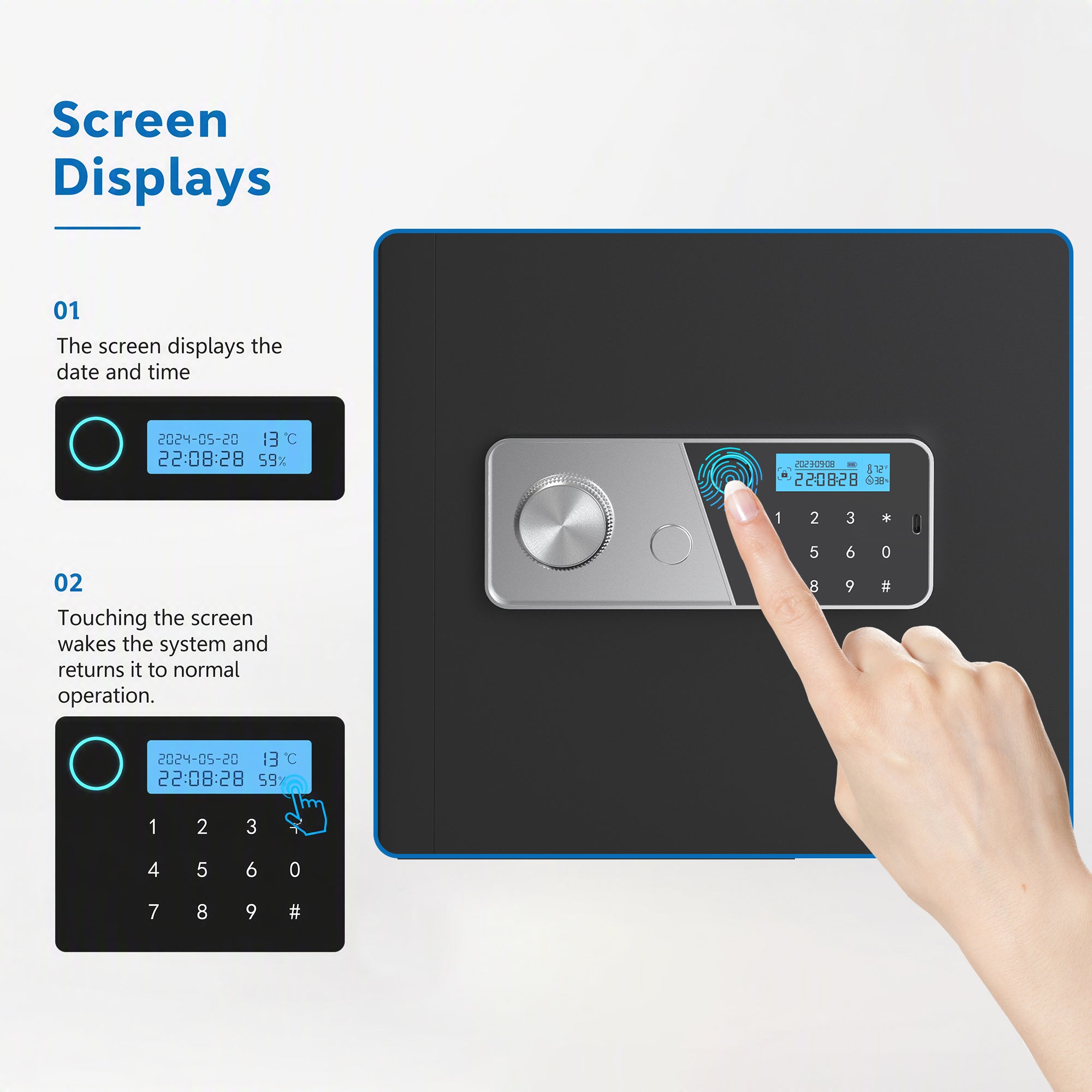 VALINIRT 15.7-Inch Biometric Home Safe with Fingerprint & Digital Keypad, Anti-Pry Design and Alarm