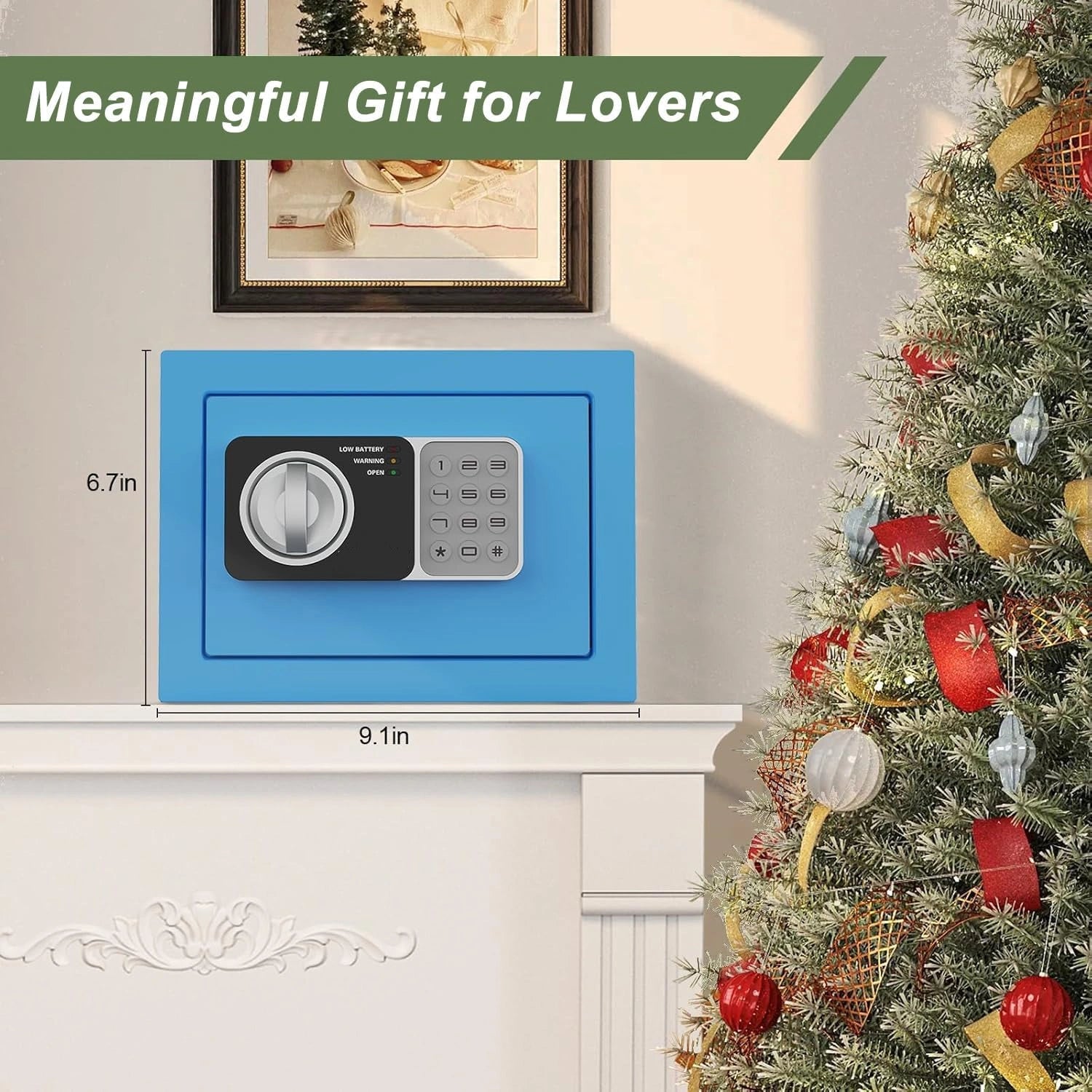 0.24 cu ft Small Electronic Safe Box with Key, Wall or Cabinet Mount