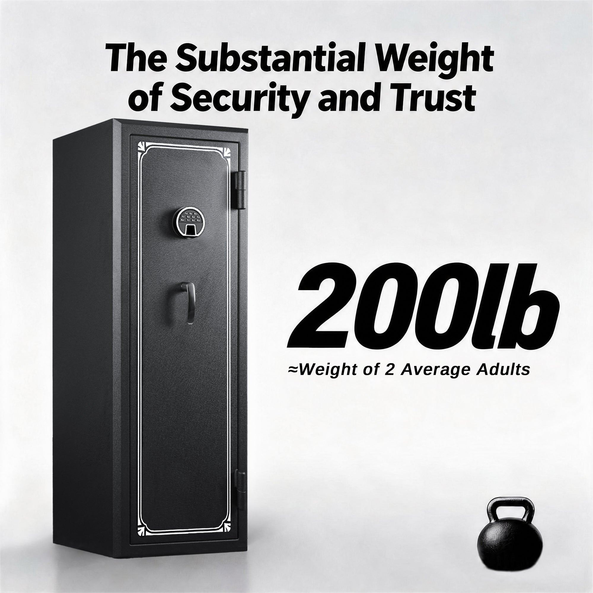 14 Gun Fireproof Rifle Safe with Biometric Fingerprint Lock and Charging Ports