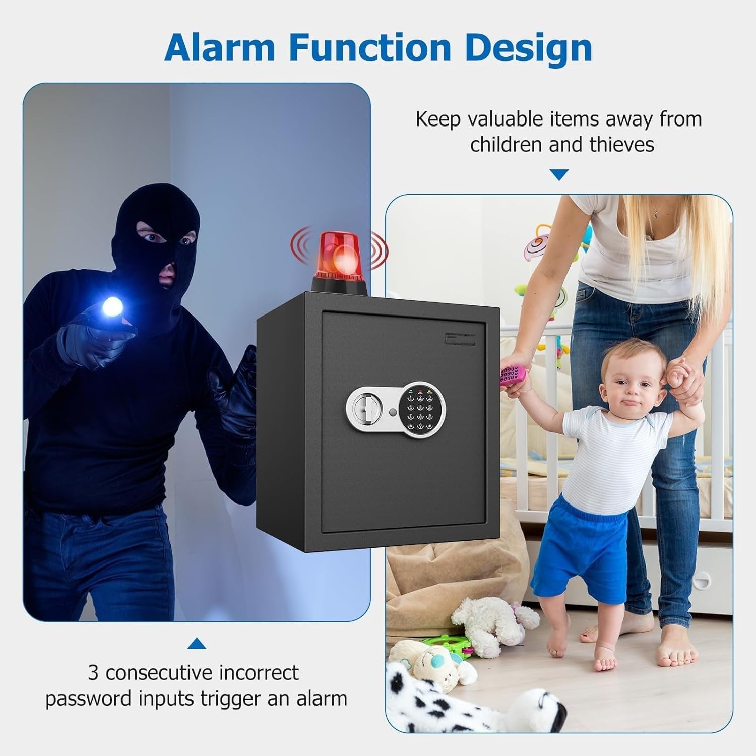 2.3 Cu Ft Fireproof Home Safe with Electronic Keypad & Alarm