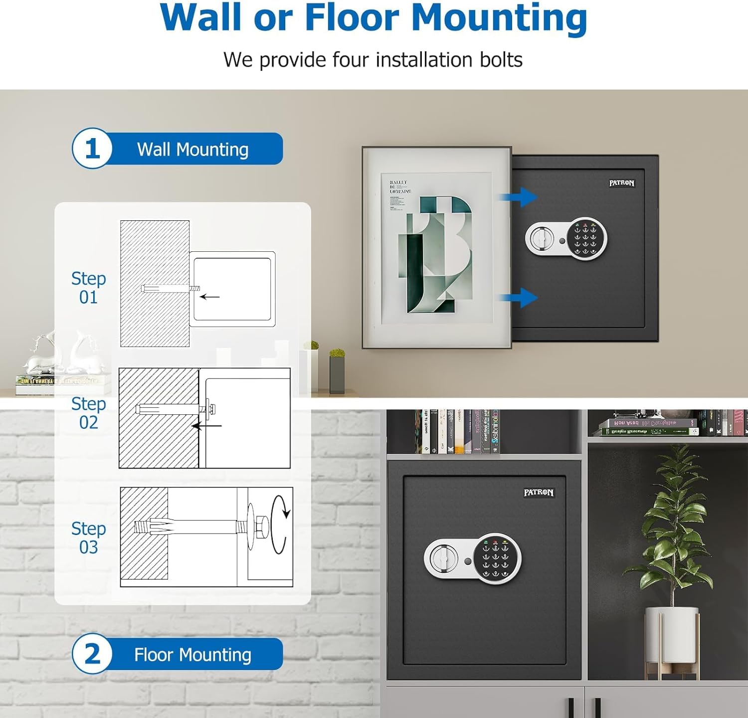 2.3 Cu Ft Fireproof Home Safe with Electronic Keypad & Alarm