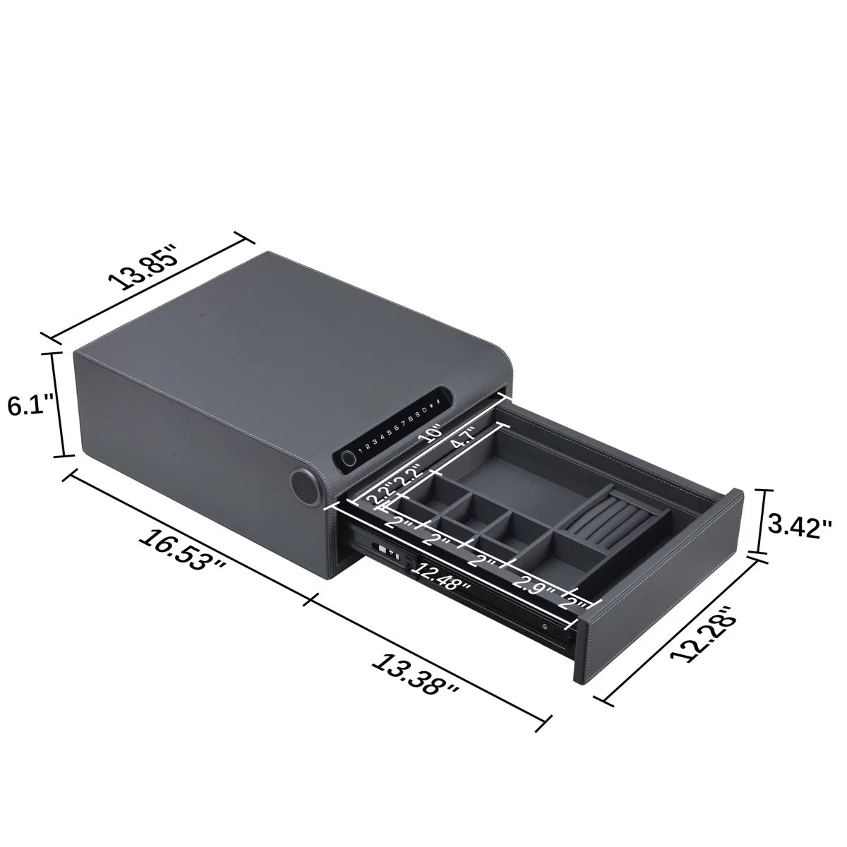 Smart Jewelry Safe Box with Bluetooth, Fingerprint Lock & Auto Open