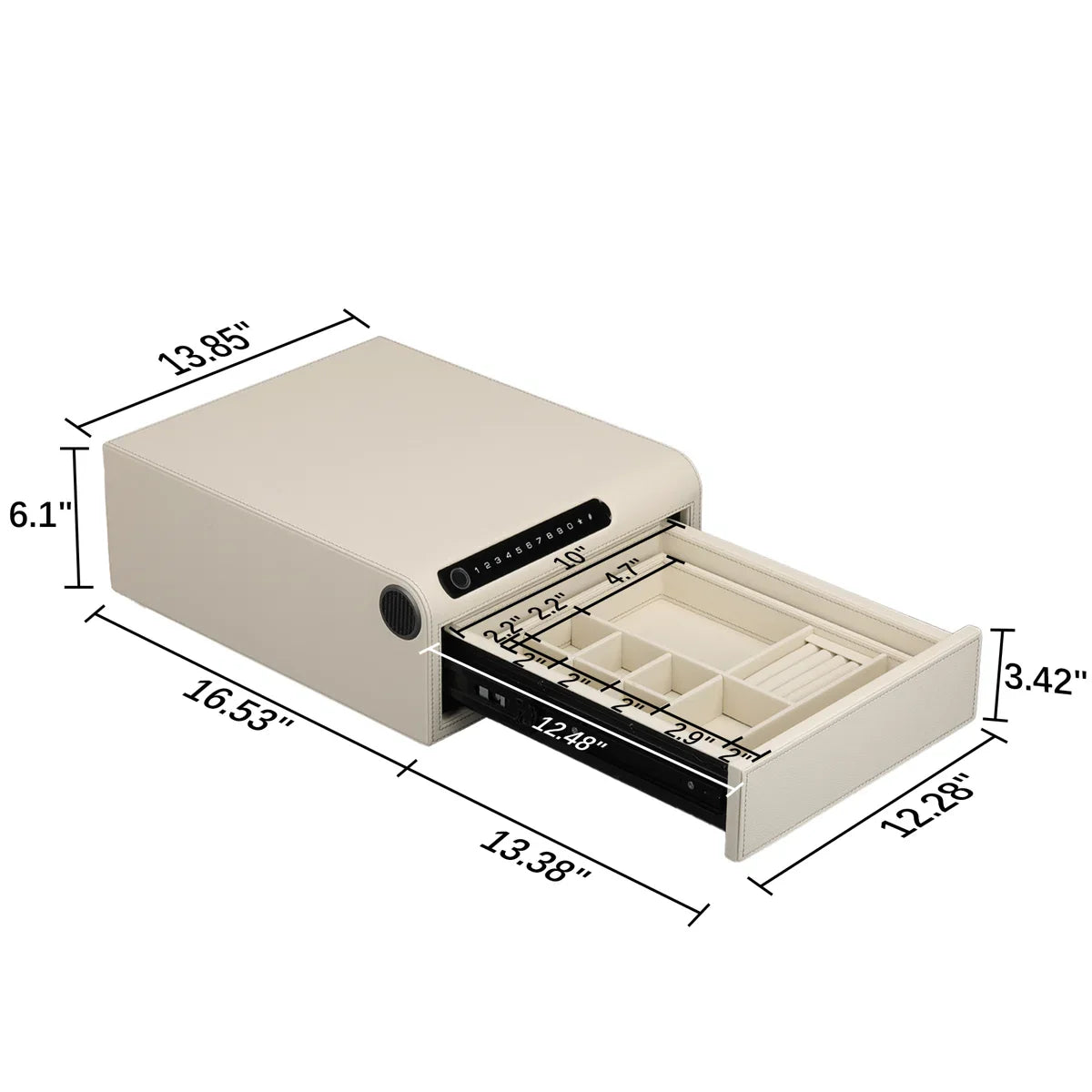 Smart Jewelry Safe Box with Bluetooth, Fingerprint Lock & Auto Open