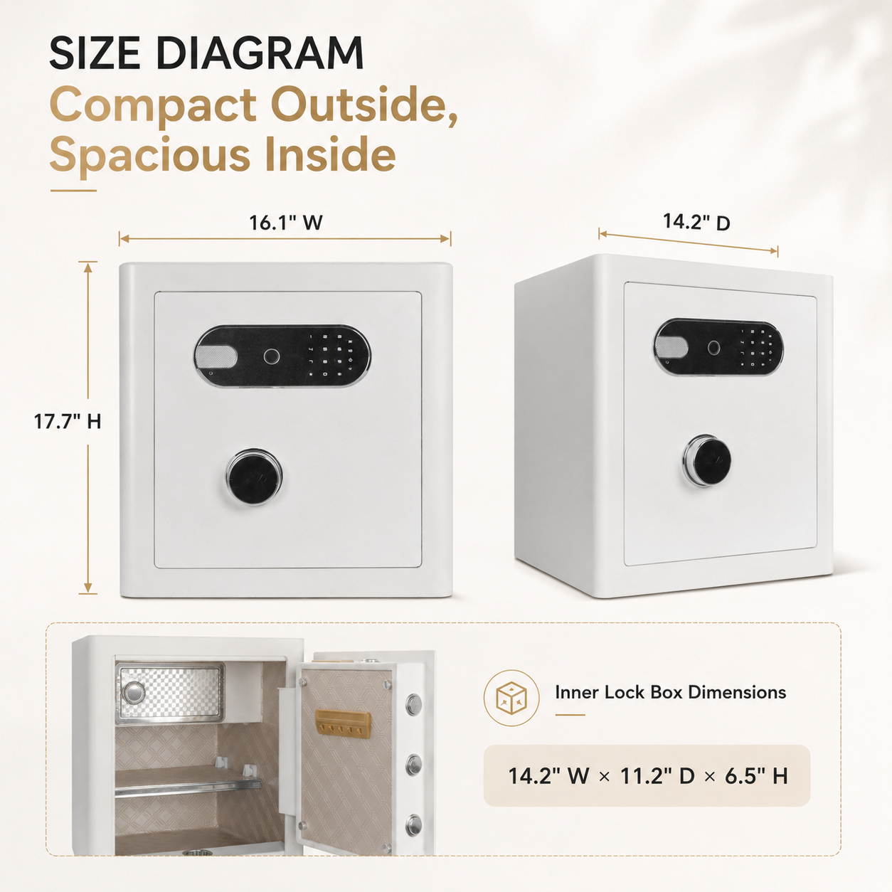 2.0 Cu Ft Vintage Retro Home Safe with Fingerprint Lock and Wheels