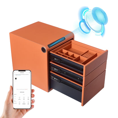 3 Drawers Smart Jewelry Safe Box with Bluetooth, Fingerprint Lock & Auto Open