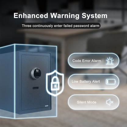 2.0 Cu Ft Fingerprint Home Safe Box with Fireproof Bag, Drawer & Shelf