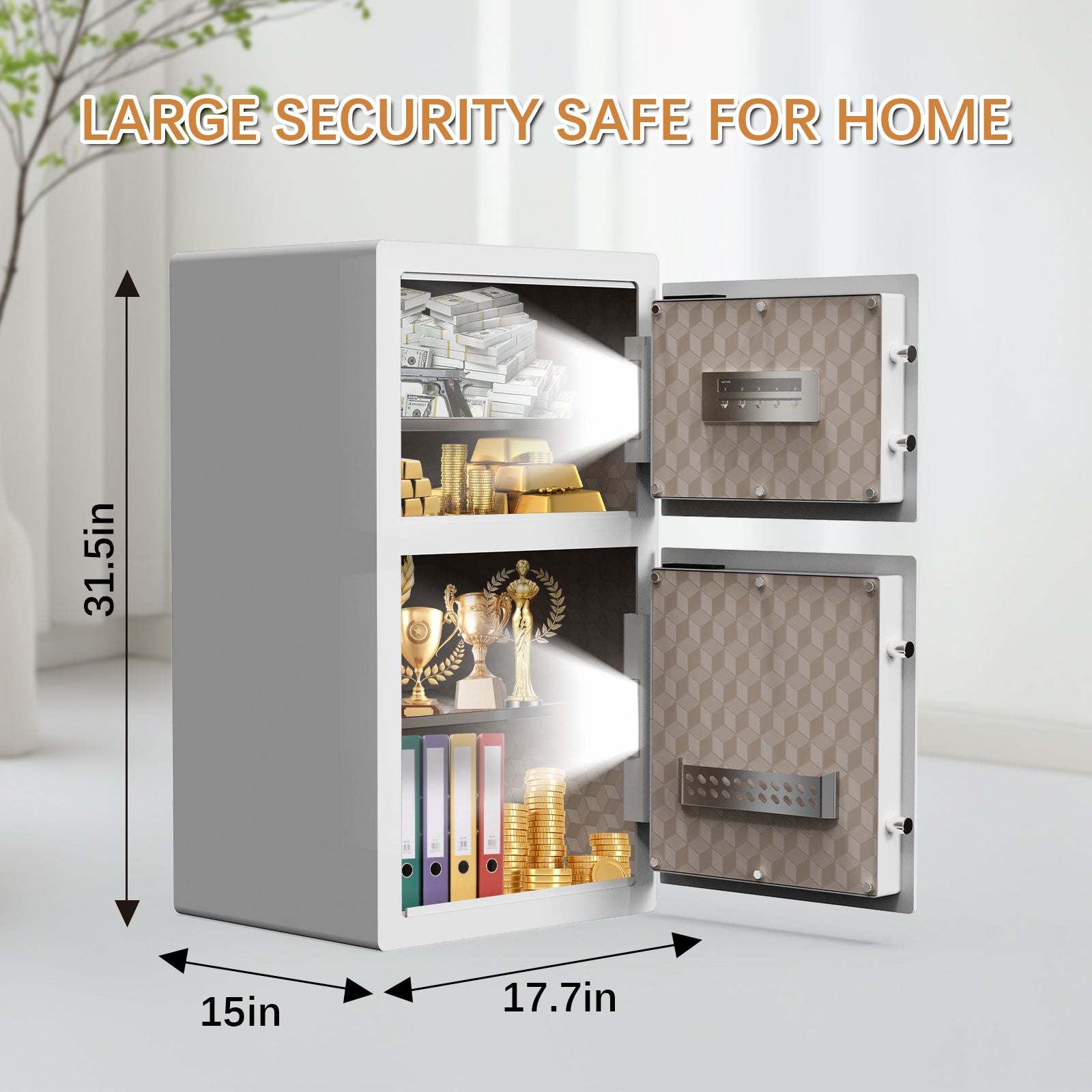 Large 4.9 Cu Ft Home Safe Steel Double Door Fingerprint Digital Lock