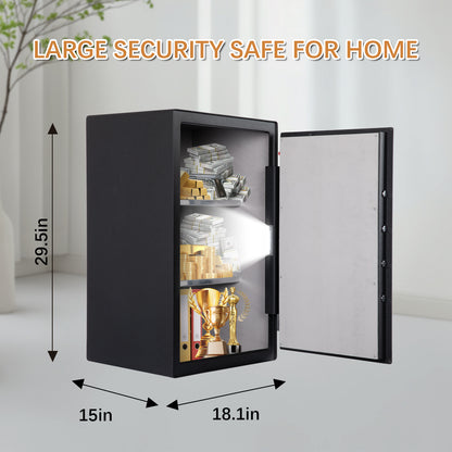 4.7 Cu Ft Fingerprint Home Safe with Fireproof Bag, Drawer & Shelves