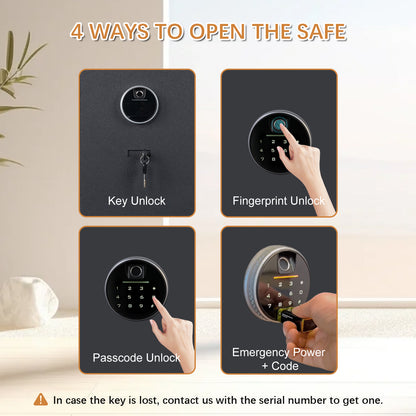 2.0 Cu Ft Fingerprint Home Safe Box with Fireproof Bag, Drawer & Shelf