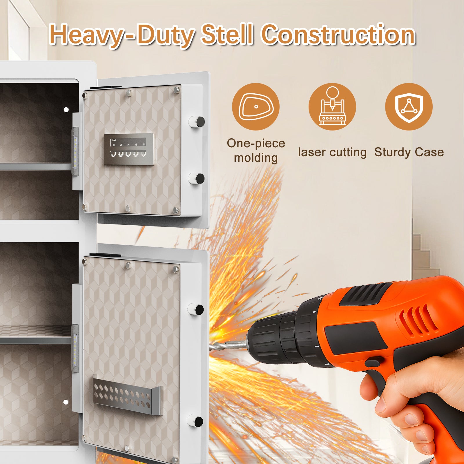 Large 4.9 Cu Ft Home Safe Steel Double Door Fingerprint Digital Lock