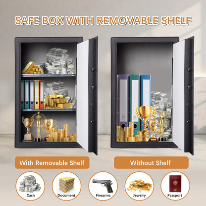 4.7 Cu Ft Fingerprint Home Safe with Fireproof Bag, Drawer & Shelves