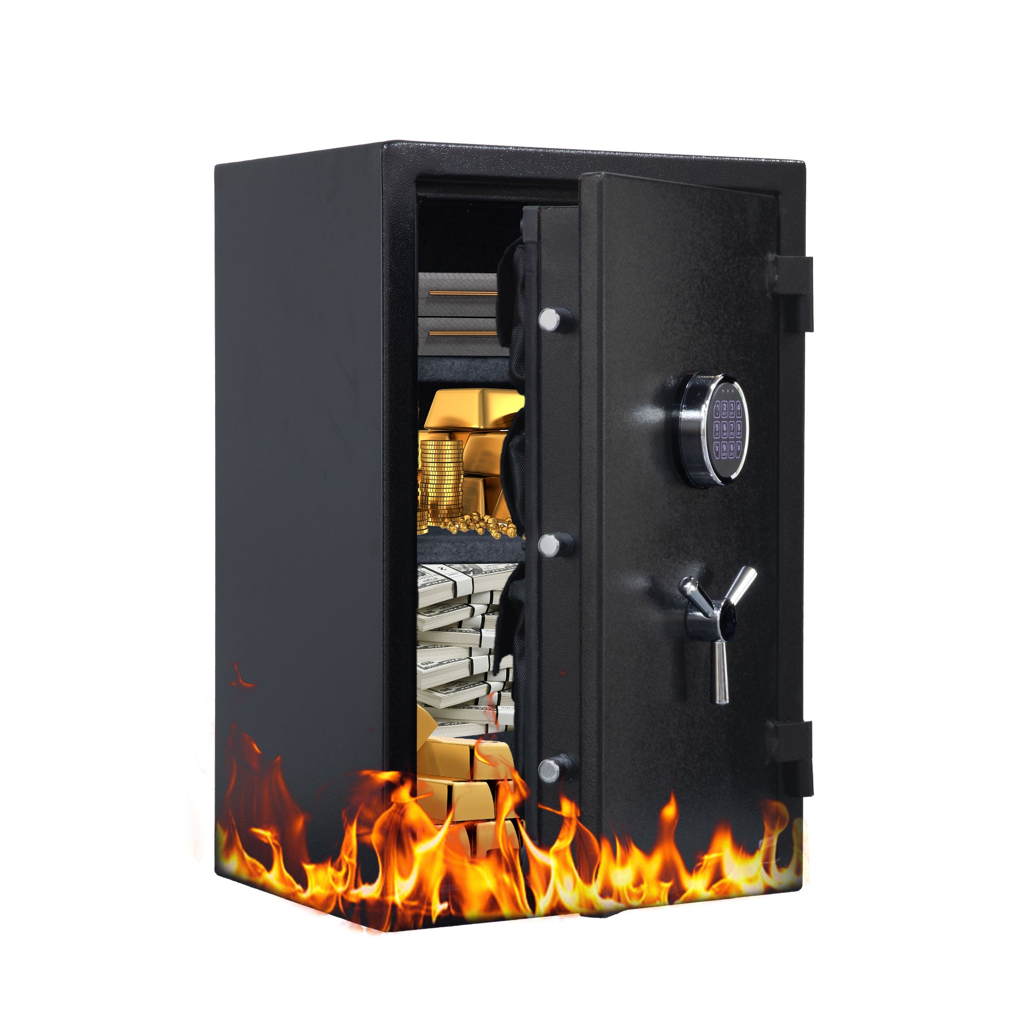 2.5 Cu Ft Fireproof Safe with Programmable Electronic Keypad(Black-with Gun Bag)