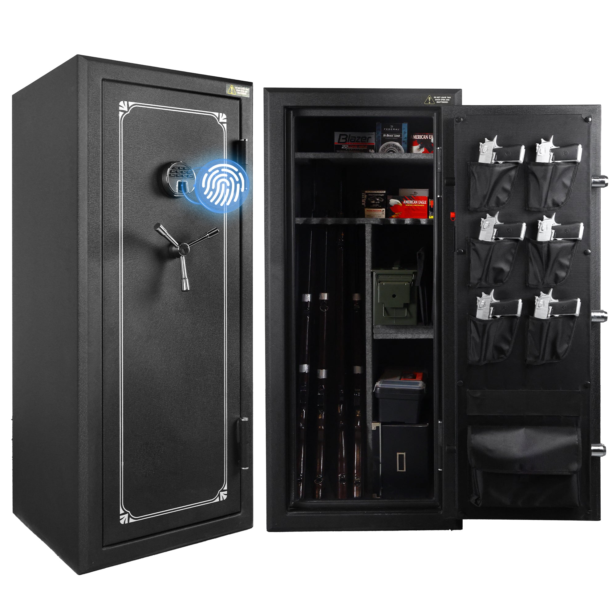 24 Gun Fireproof Safe with Biometric Fingerprint No-Assembly-Required
