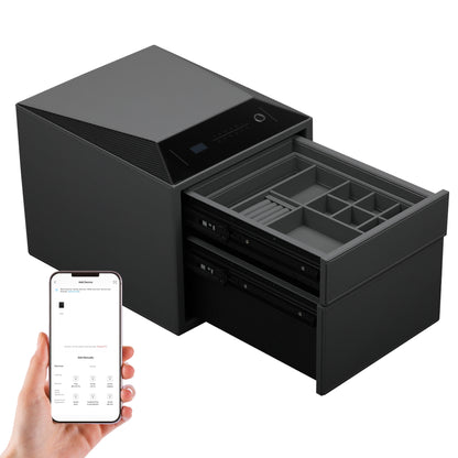 2 Drawers Smart Jewelry Safe Box with Fingerprint, Bluetooth & Auto Open