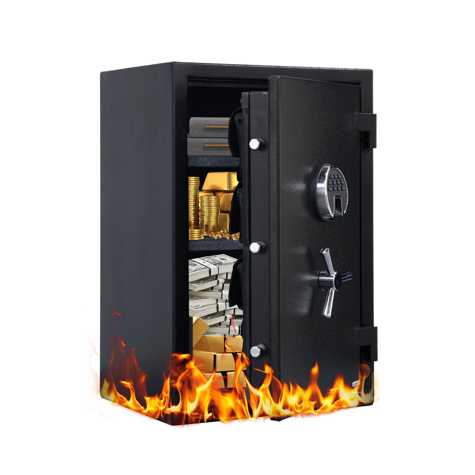 Fireproof Safe with Fingerprint & Programmable Keypad (Black-with Gun Bag)