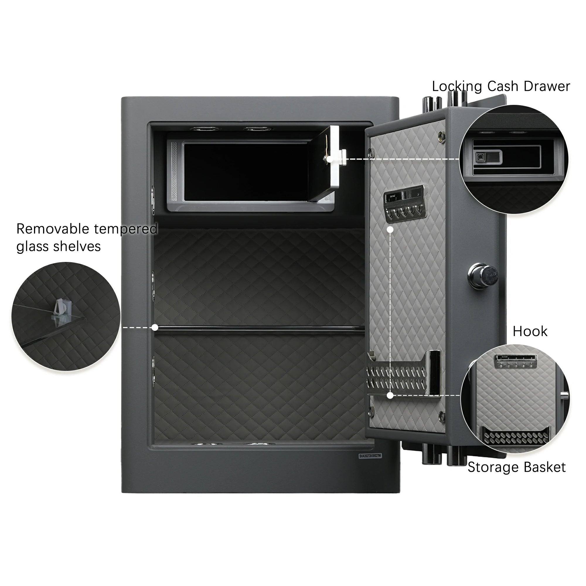 Large Fingerprint Safe Box with Fireproof Bag, Alarm